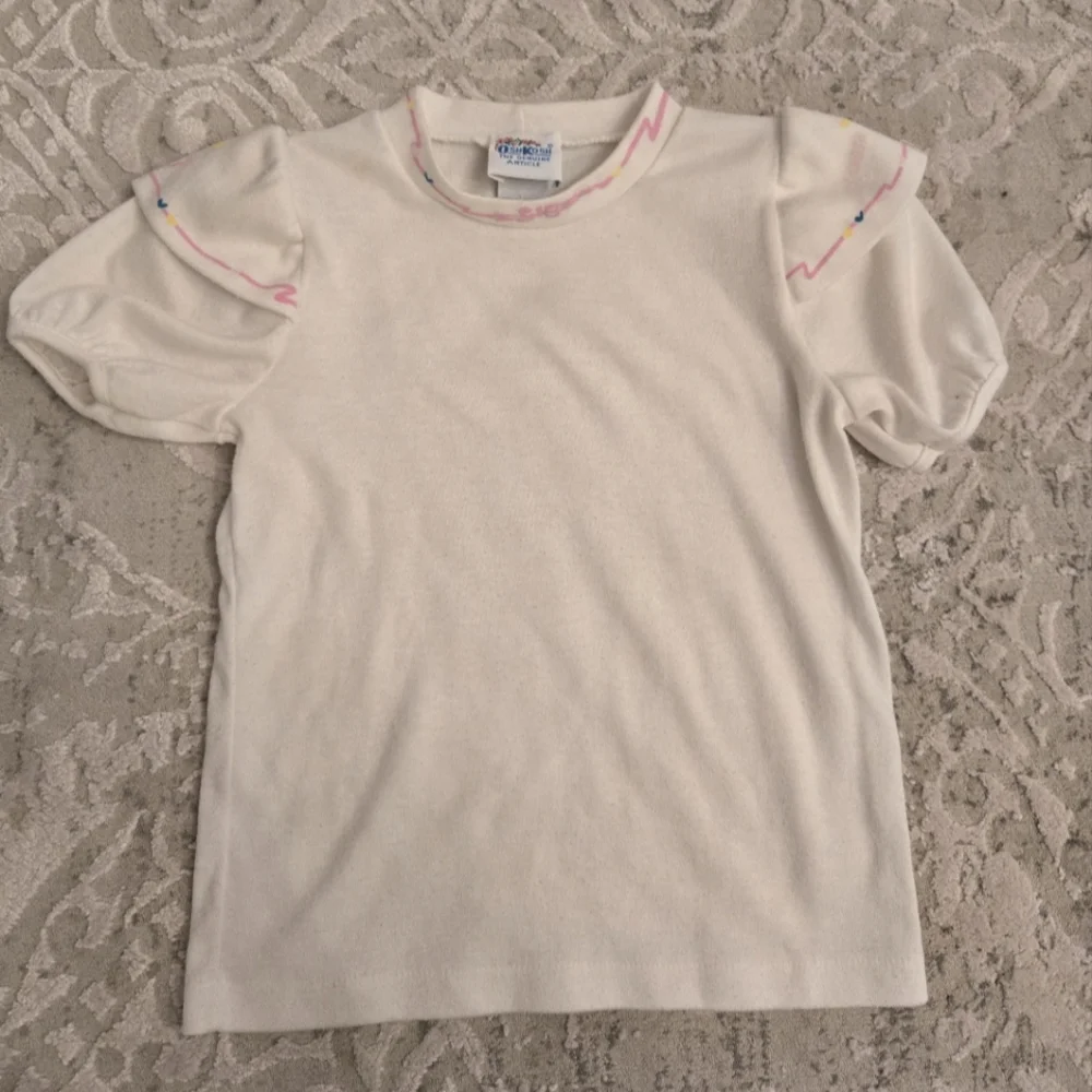Vintage 1990s OshKosh B'Gosh white short puff sleeved cotton blouse